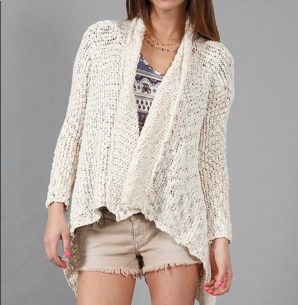 Juliette Jake Open Crochet in Cream Cardigan in Size Small